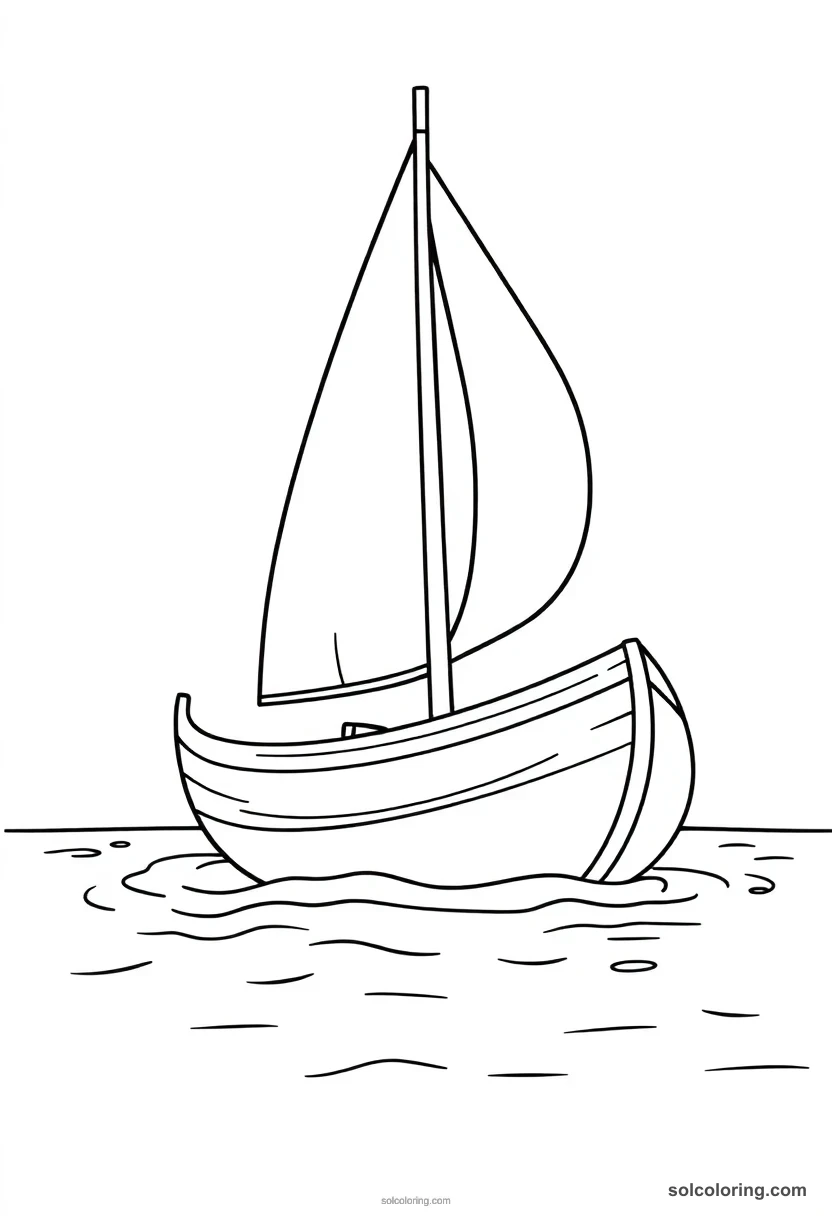 Cute Cartoon Felucca Sailing Boat on the Nile cute cartoon coloring page for kids