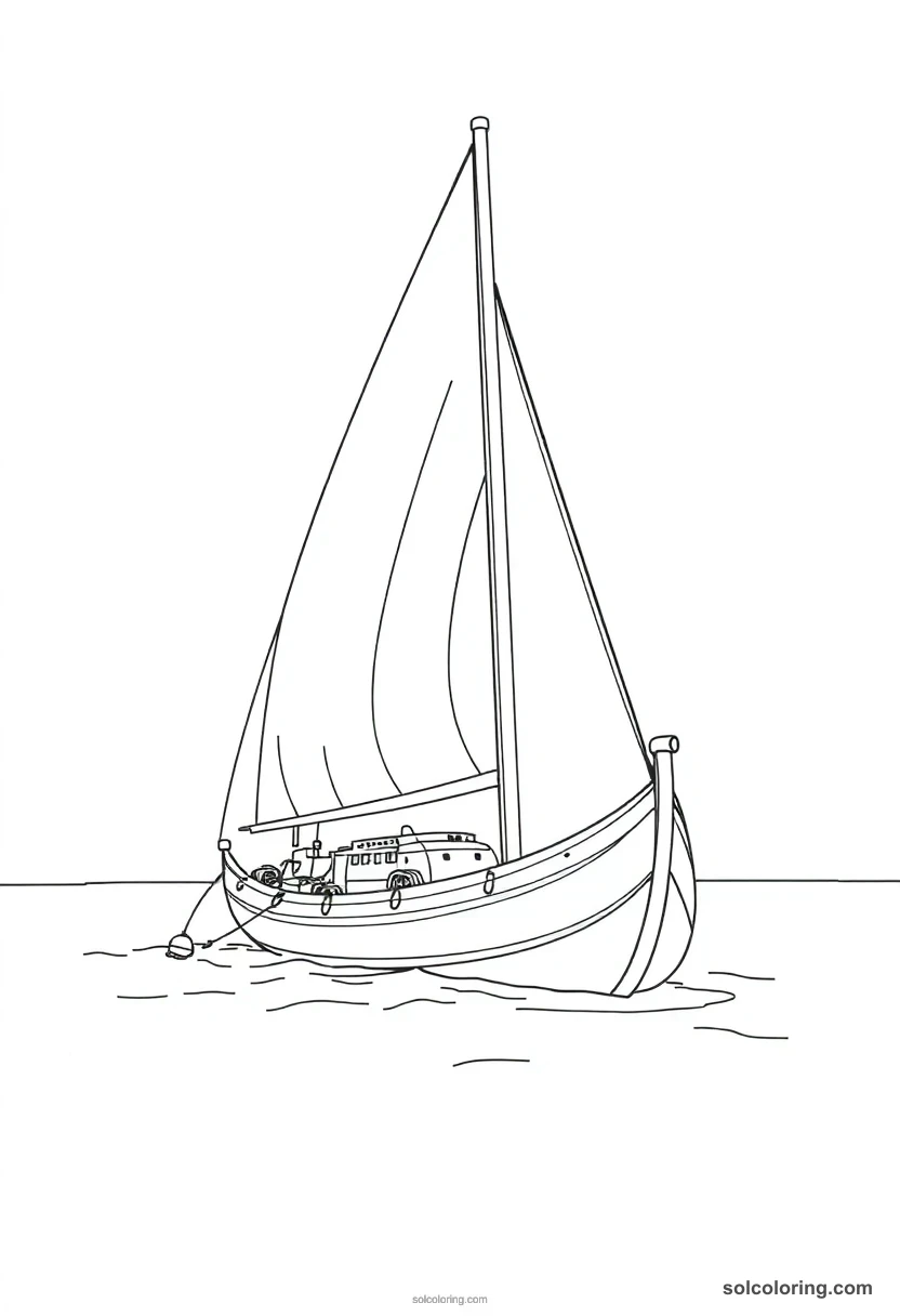 Felucca Sailing Boat on the Nile detailed coloring page for kids