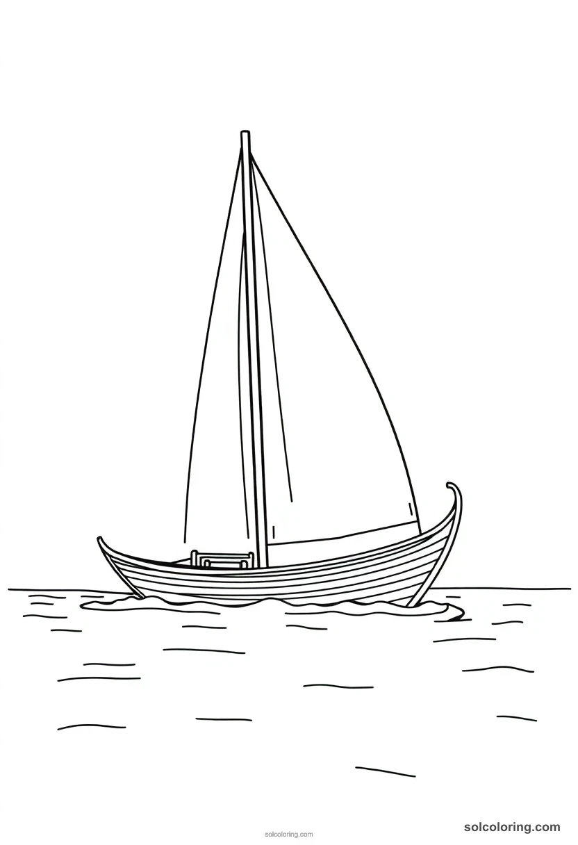 Simple Felucca Sailing Boat on the Nile simple coloring page for kids
