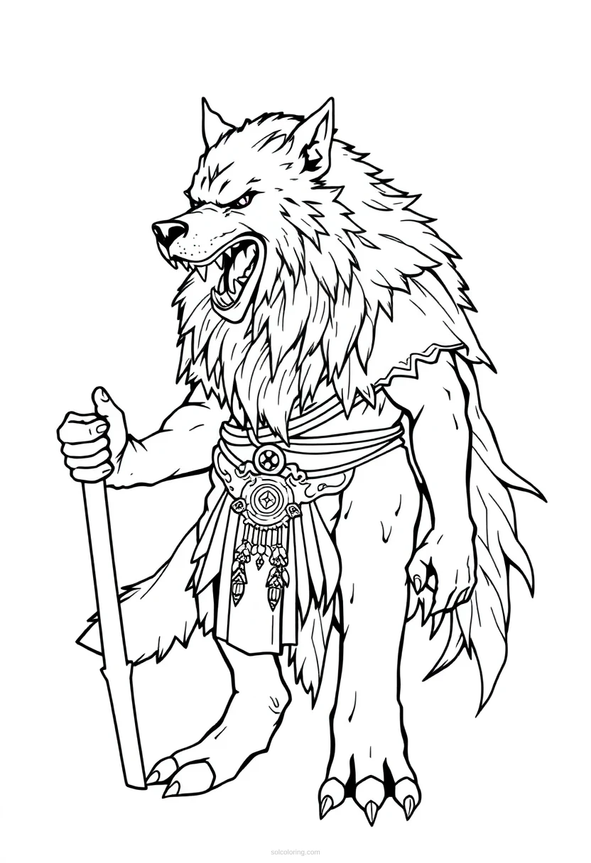 Fenrir the Wolf coloring page for kids