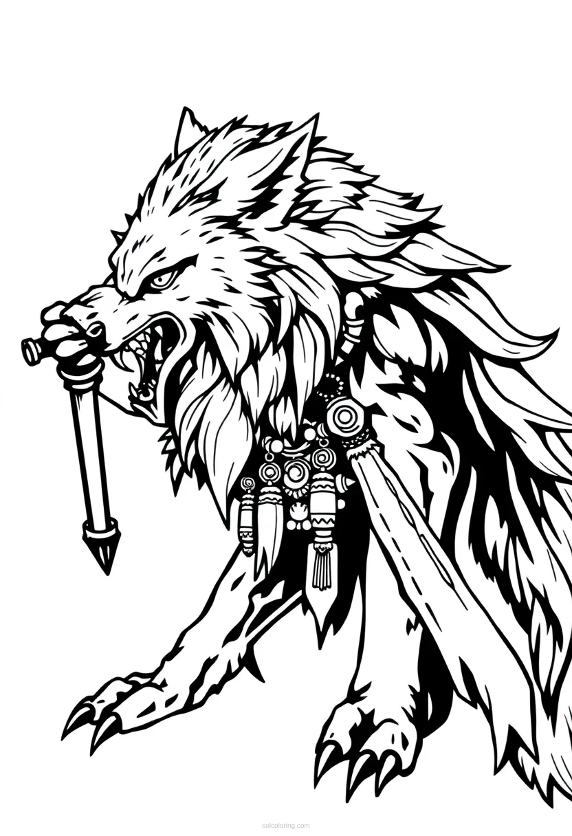 Fenrir the Wolf coloring page for kids