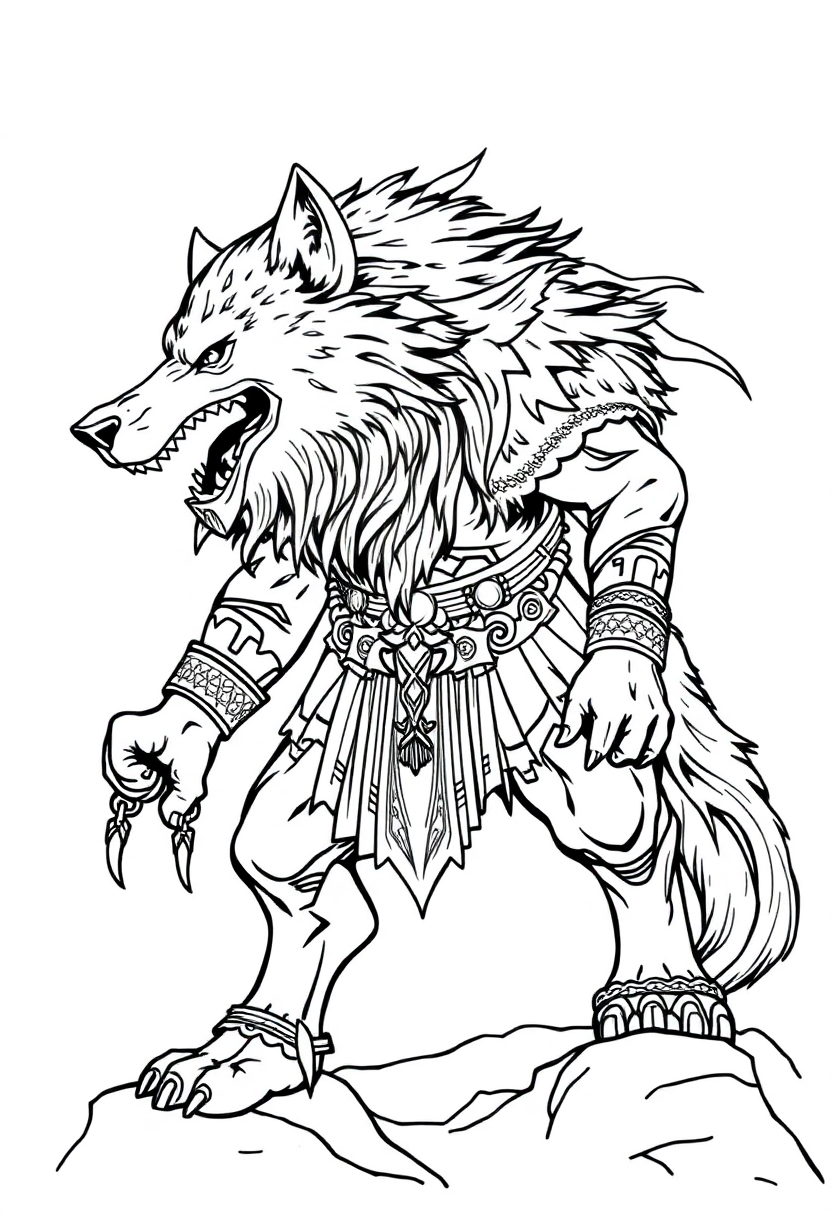 Fenrir the Wolf coloring page, free printable