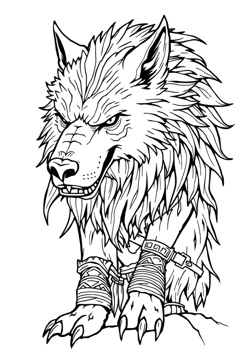 Fenrir the Wolf coloring page, free printable