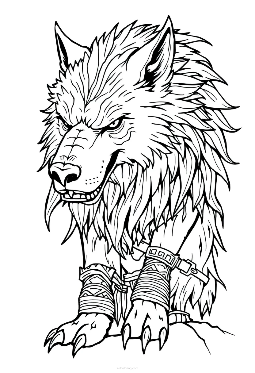 Fenrir the Wolf coloring page for kids