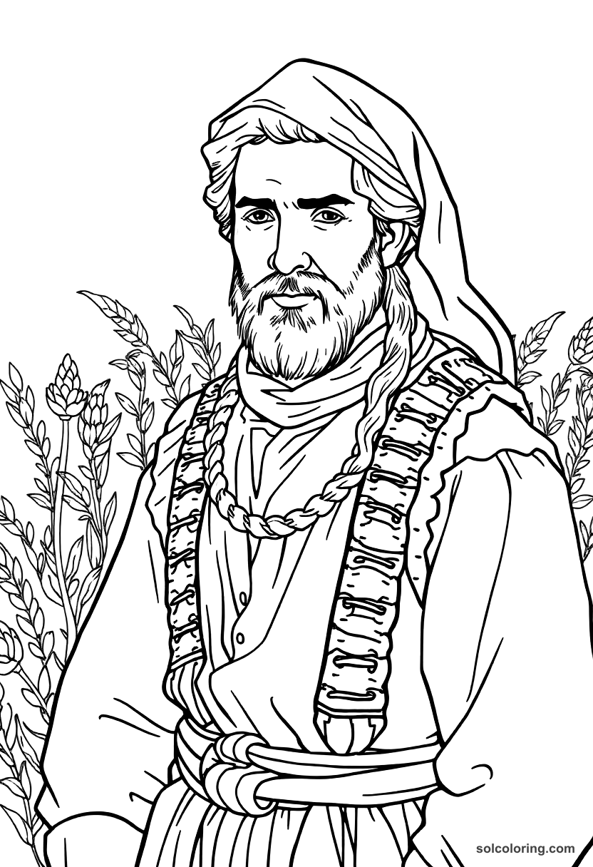 Feudal European Peasant Harvest Festival coloring page, free printable detailed style