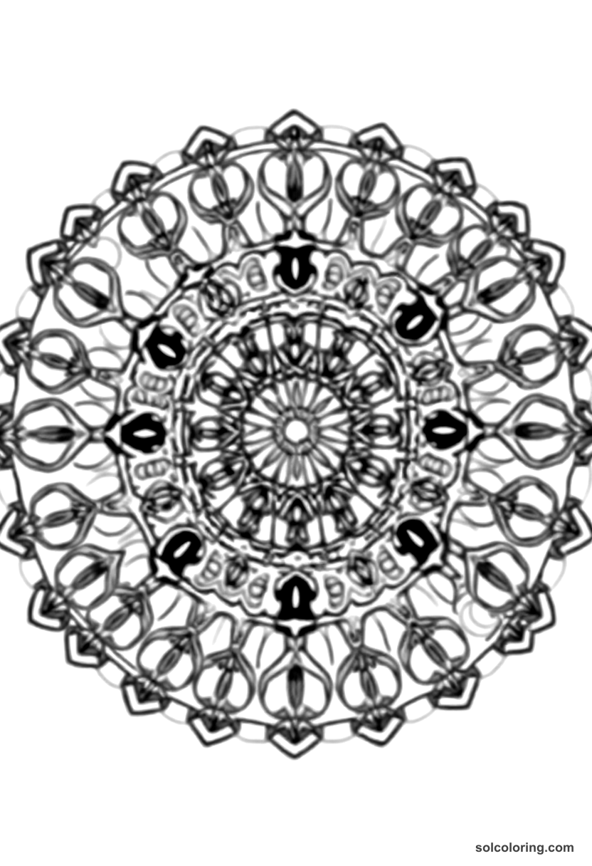 Mandala Feudal European Peasant Harvest Festival coloring page, free printable mandala style
