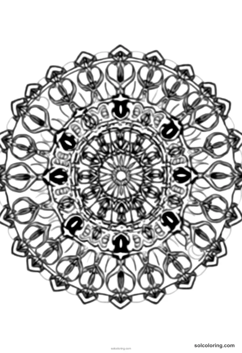 Mandala Feudal European Peasant Harvest Festival mandala coloring page for kids