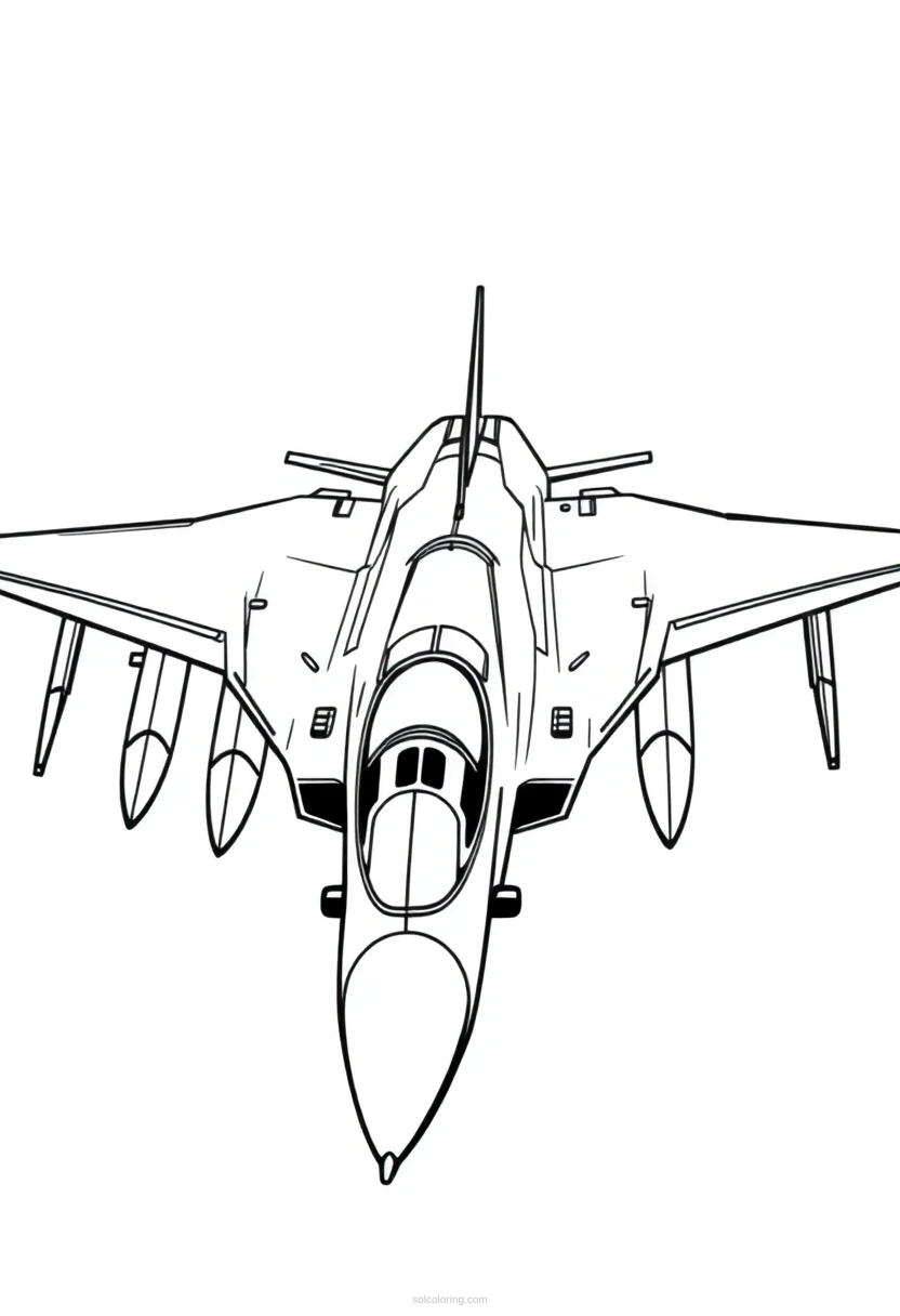 Fighter Jet coloring page for kids