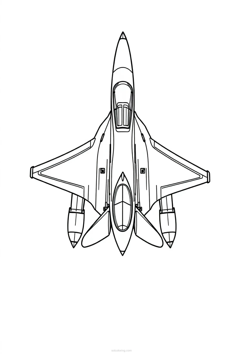 Fighter Jet coloring page for kids