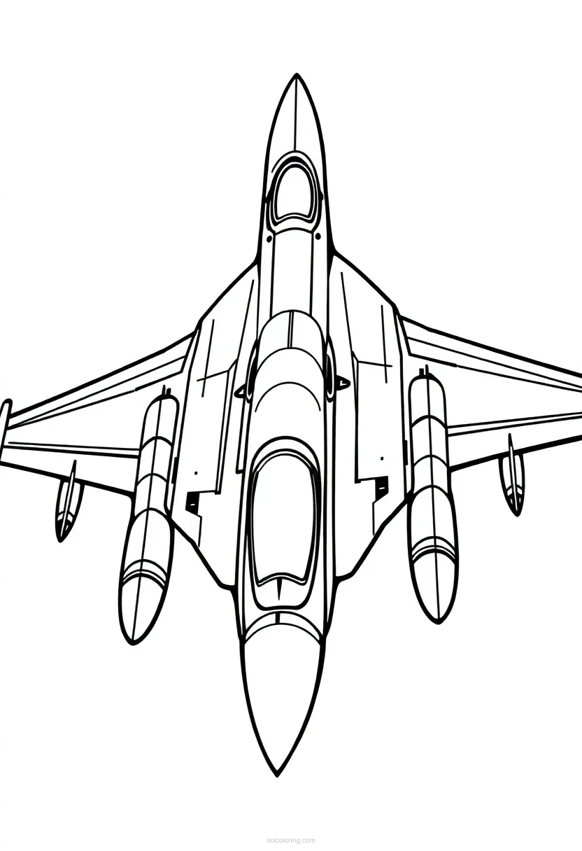 Fighter Jet coloring page for kids