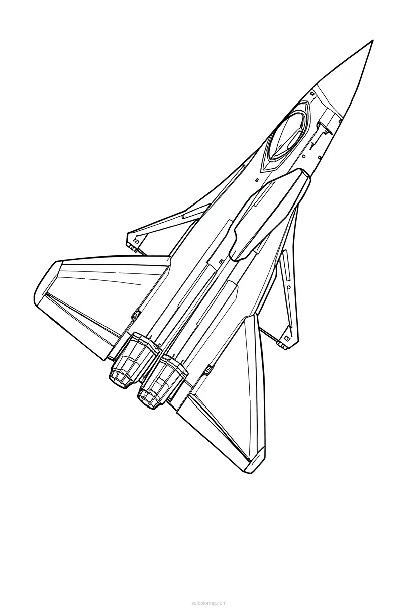 Fighter Jet coloring page for kids