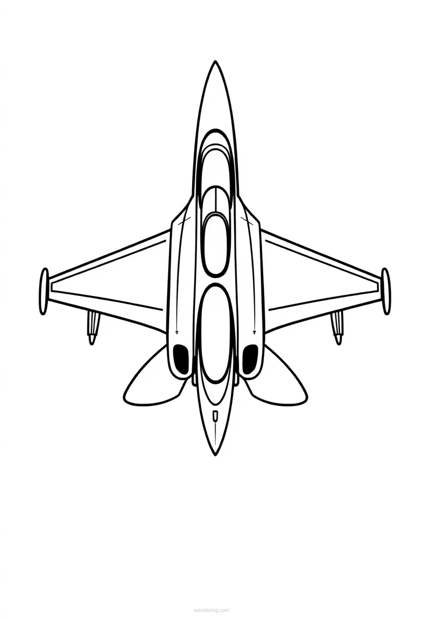 Fighter Jet coloring page for kids