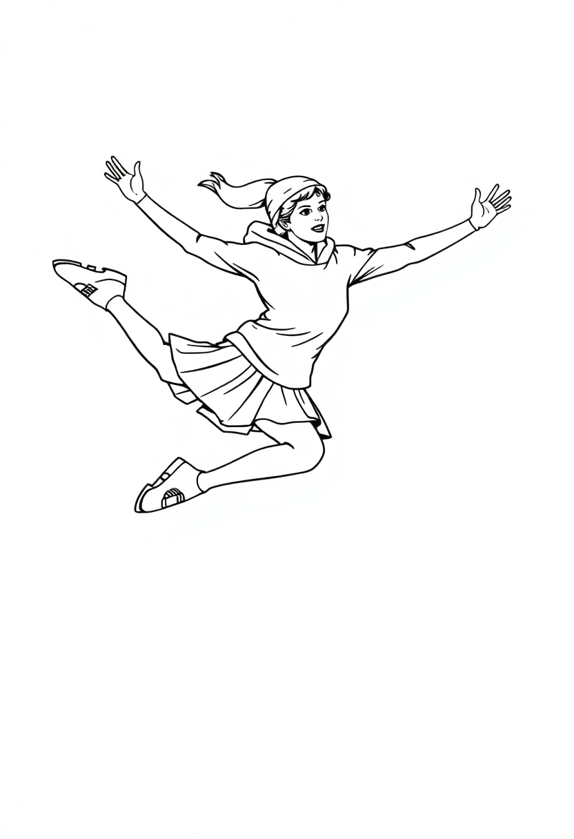 Figure Skater Performing Jump coloring page, free printable