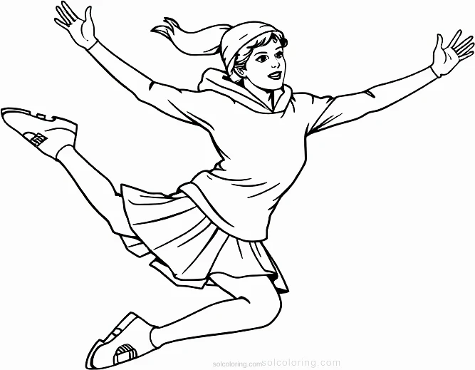 Figure Skater Performing Jump coloring page for kids