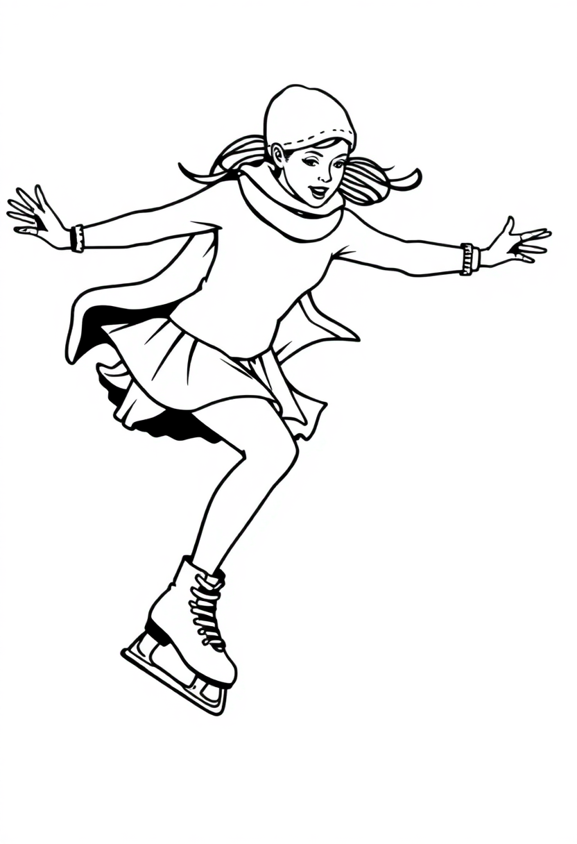 Figure Skater Performing Jump coloring page, free printable