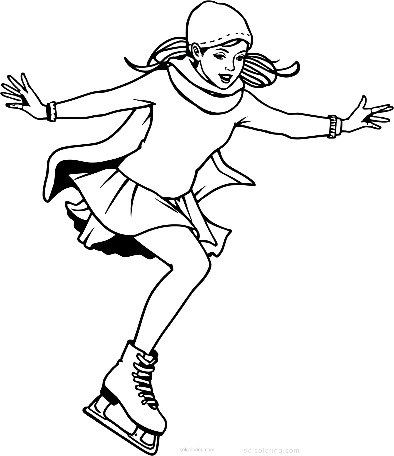 Figure Skater Performing Jump coloring page for kids