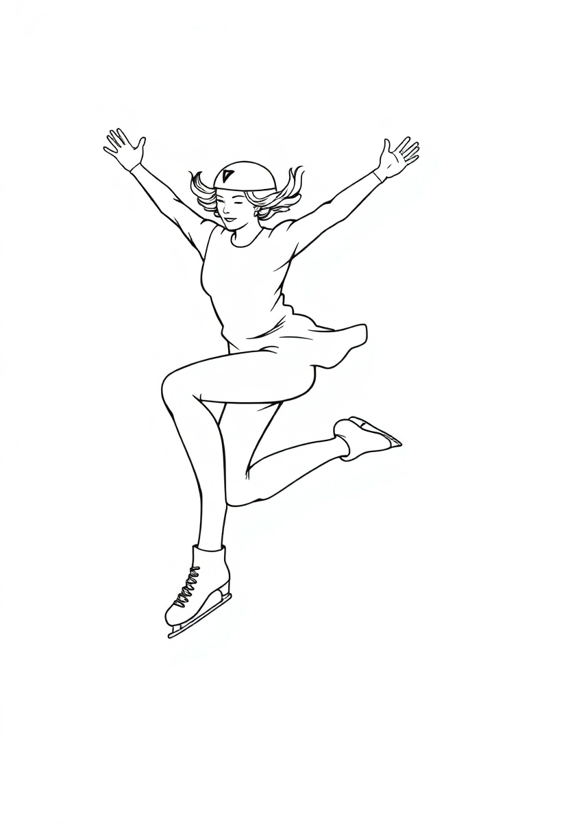 Figure Skater Performing Jump coloring page, free printable