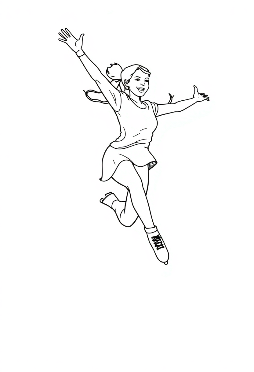 Figure Skater Performing Jump coloring page, free printable
