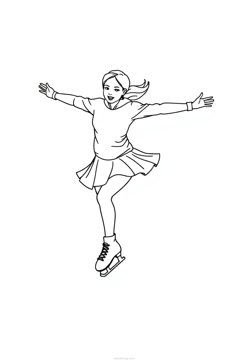 Figure Skater Performing Jump coloring pages
