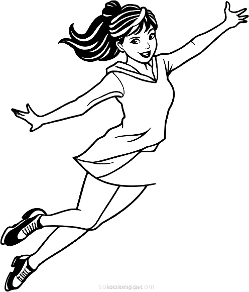 Figure Skater Performing Jump coloring page for kids