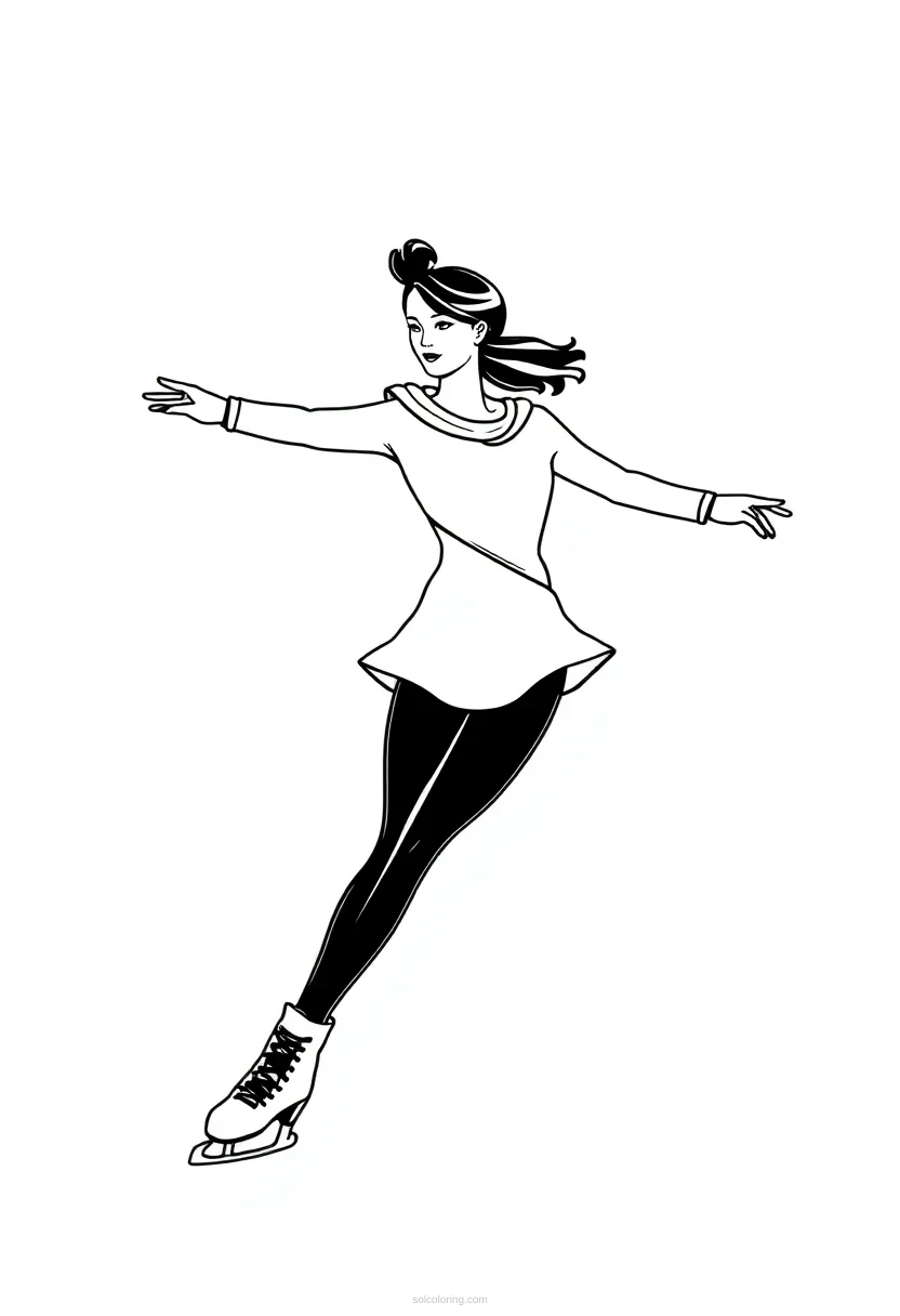 Figure Skater Simple coloring page for kids