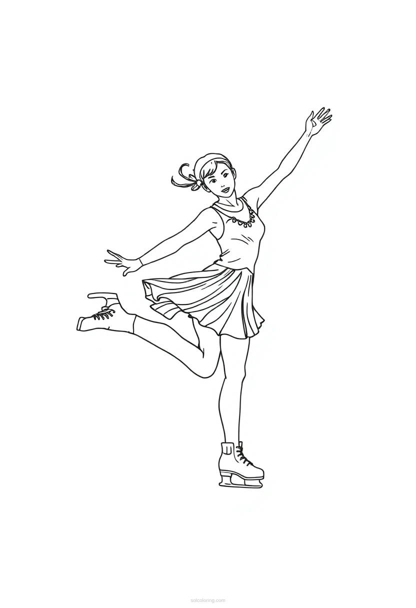 Figure Skating Performance coloring page for kids