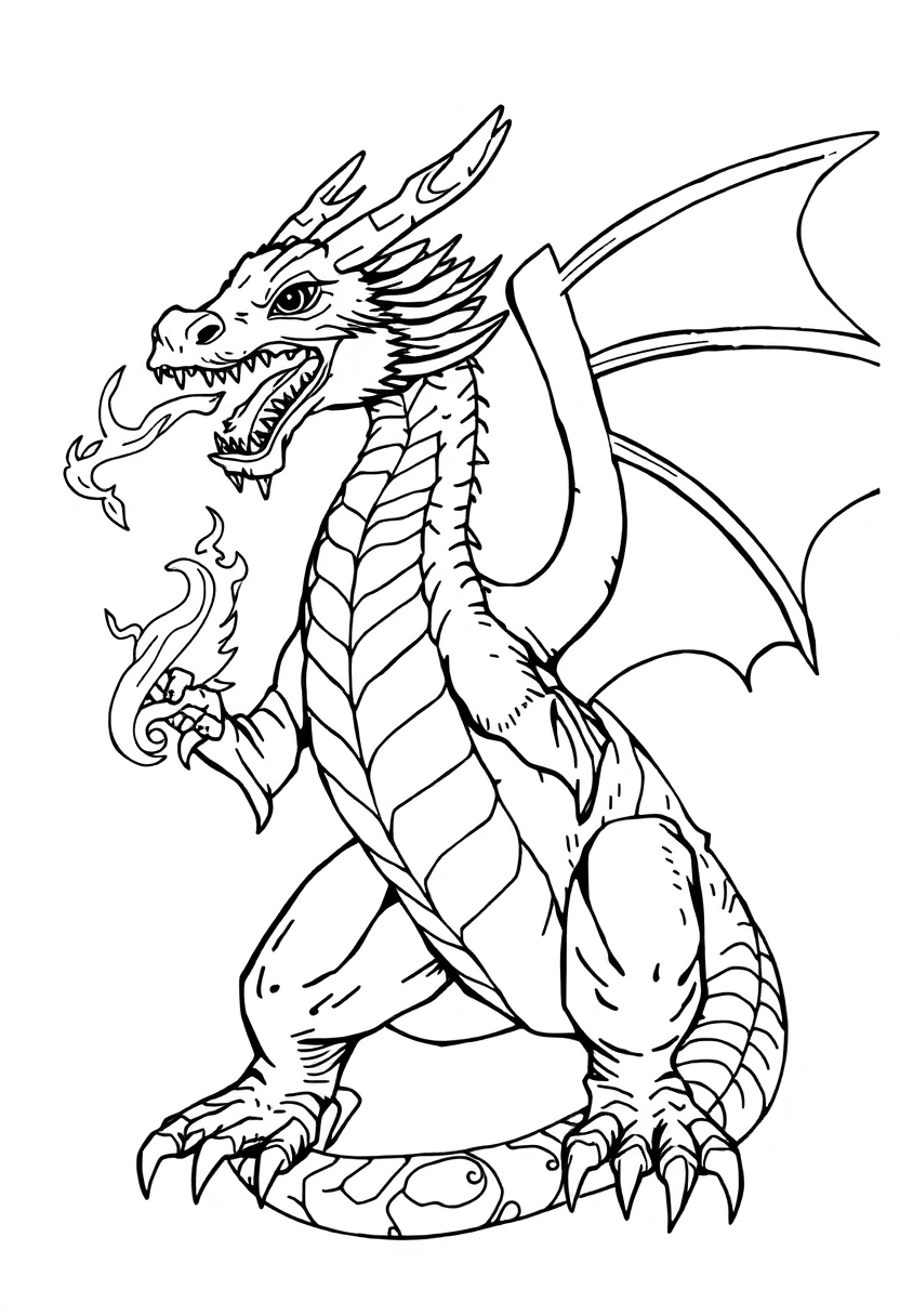 Fire Breathing Dragon coloring page, free printable