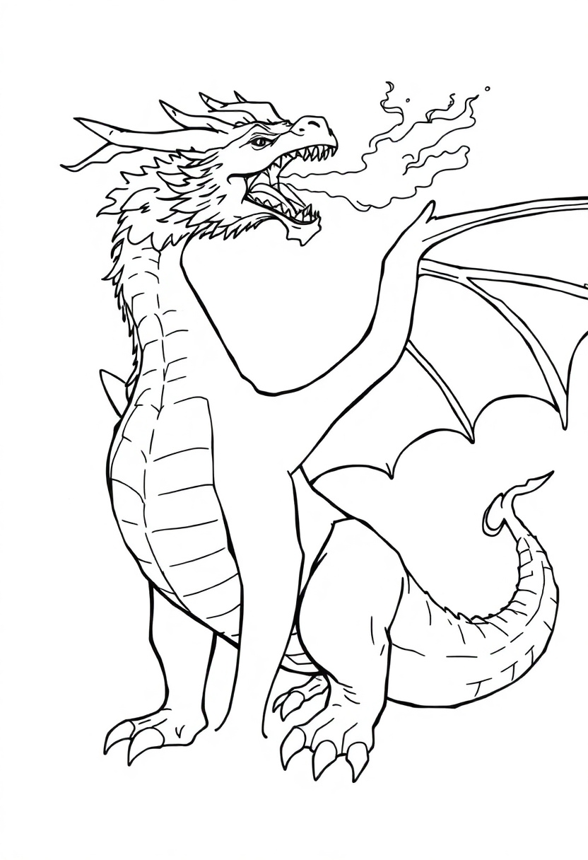 Fire Breathing Dragon coloring page, free printable