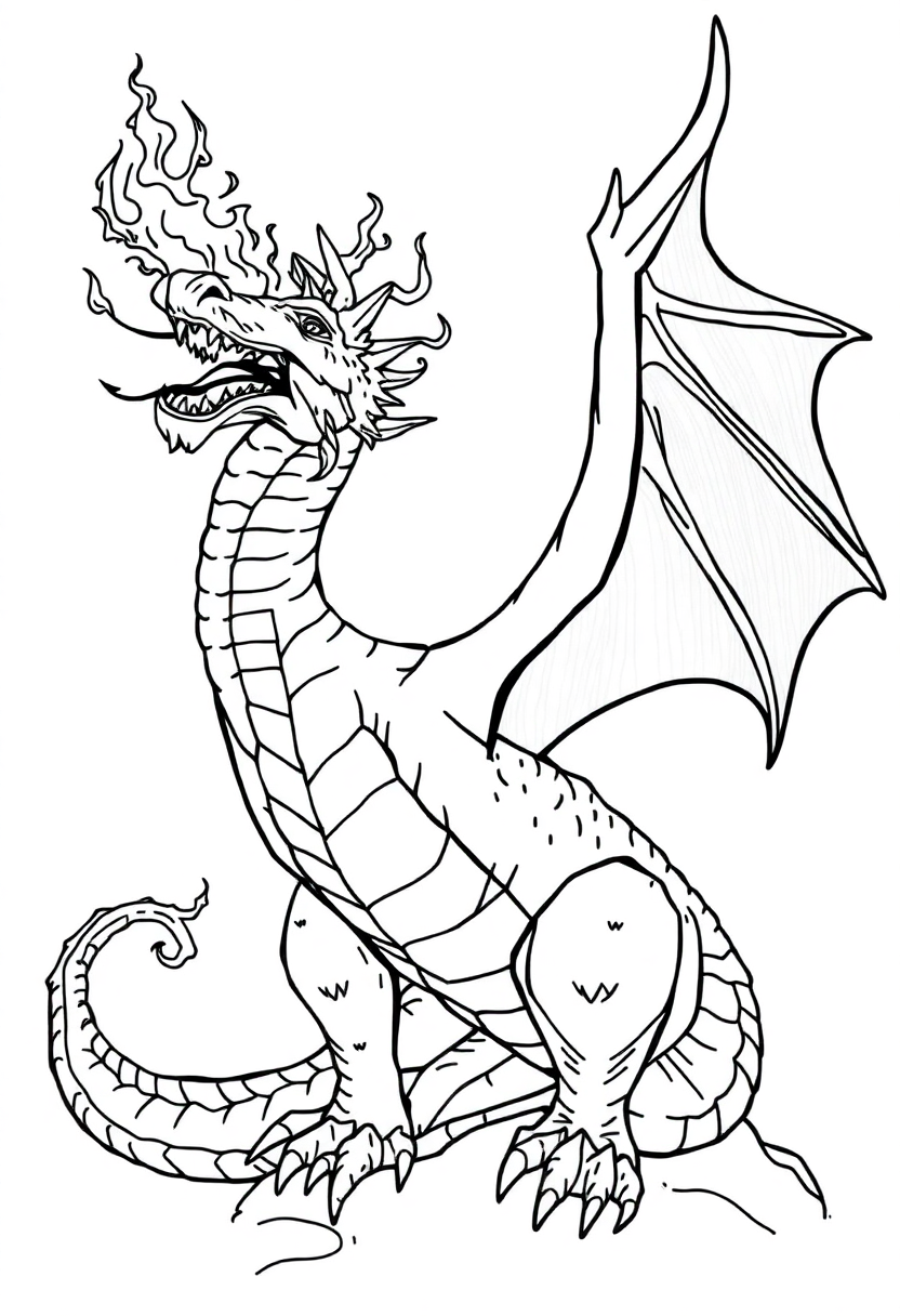 Fire Breathing Dragon coloring pages
