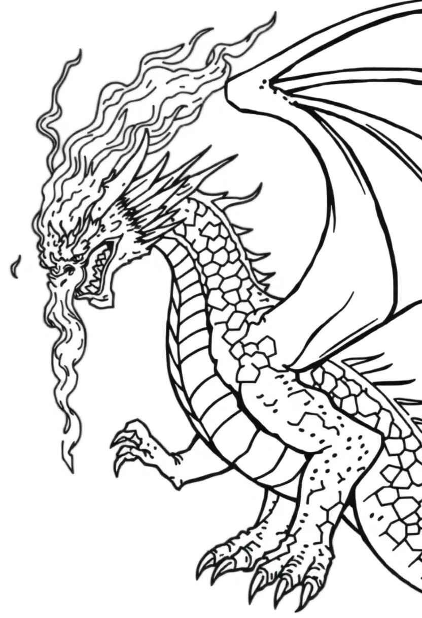 Fire Breathing Dragon coloring page, free printable