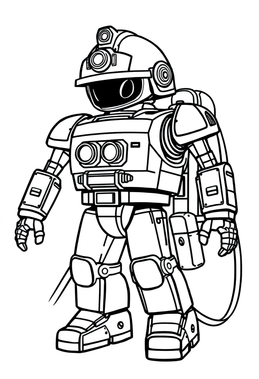 Fire Fighting Robot coloring page, free printable