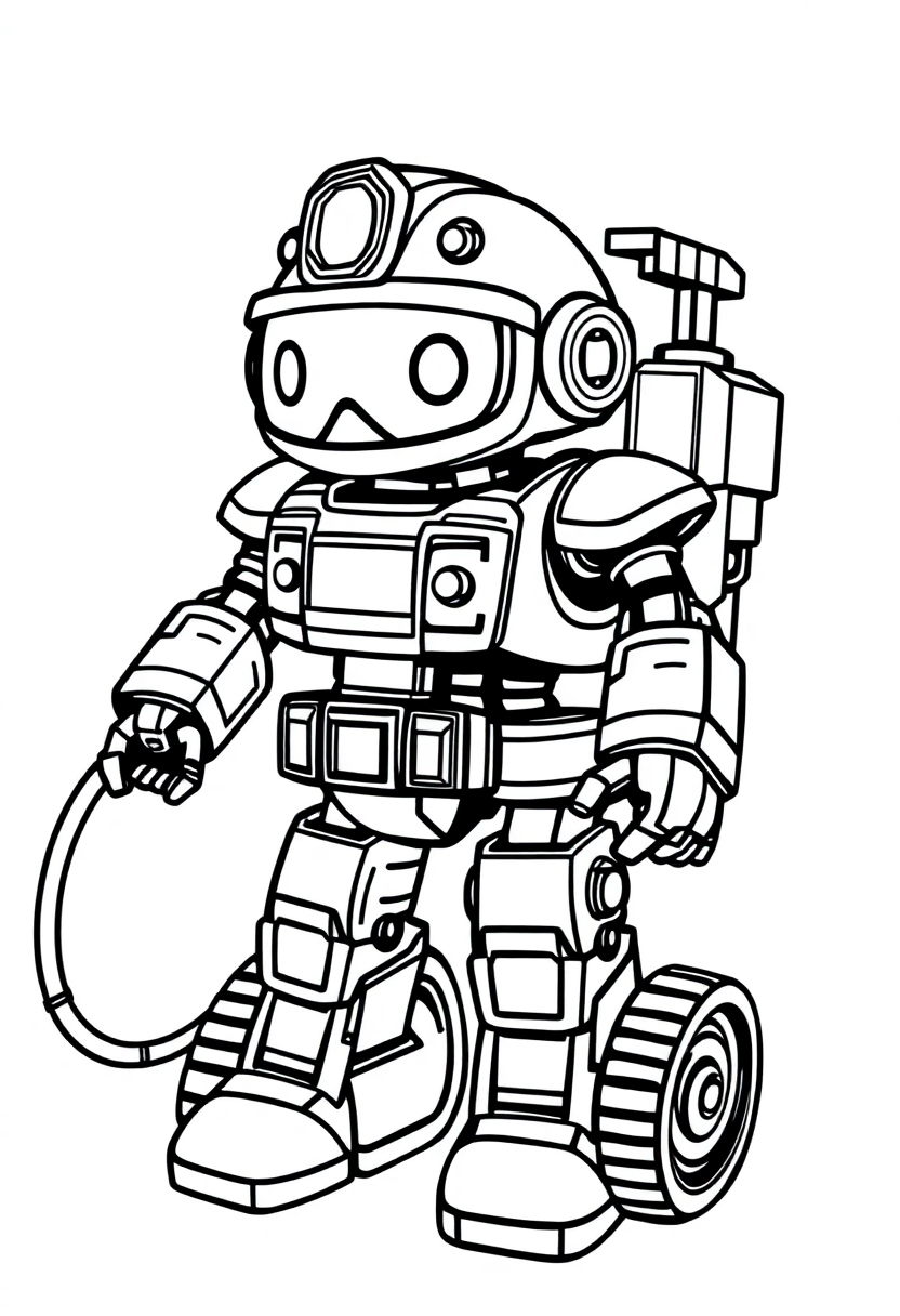 Fire Fighting Robot coloring page, free printable
