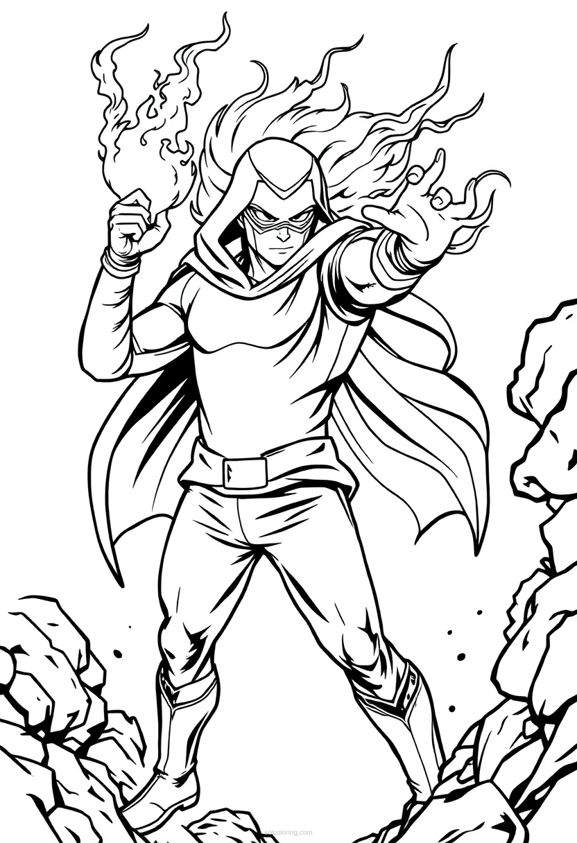 Fire-Powered Hero coloring page for kids
