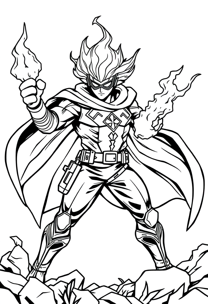 Fire-Powered Hero coloring page, free printable