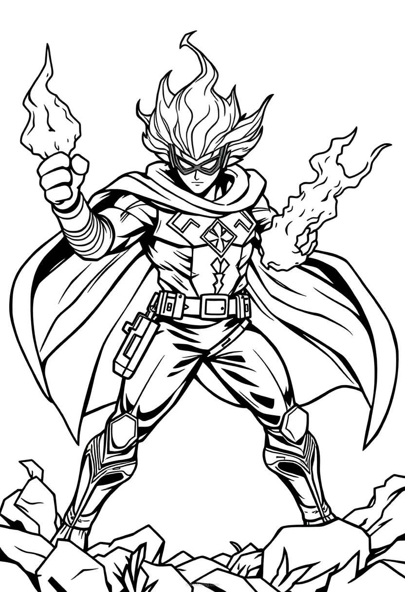 Fire-Powered Hero coloring page for kids