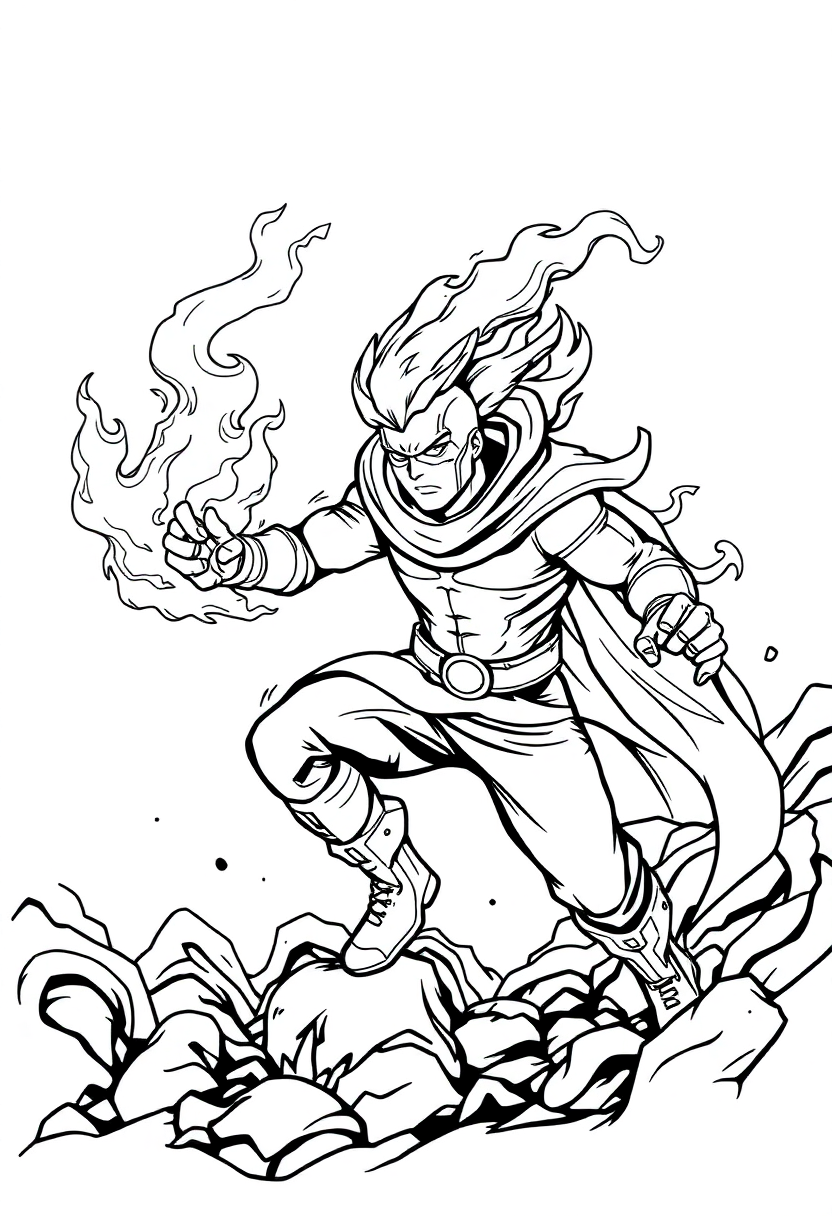 Fire-Powered Hero coloring page, free printable