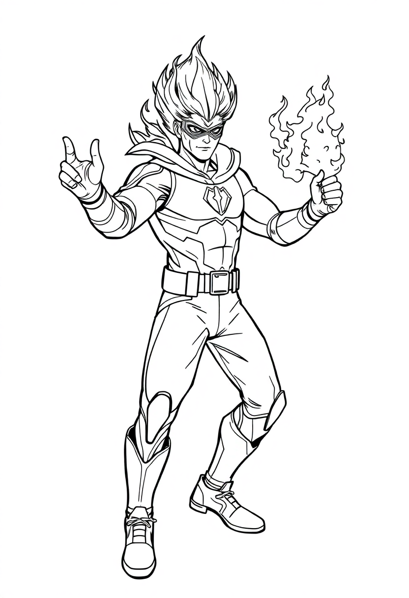 Fire-Powered Hero coloring page, free printable
