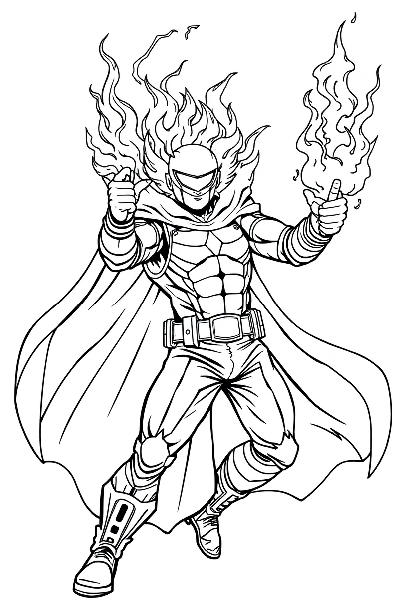 Fire-Powered Hero coloring page, free printable