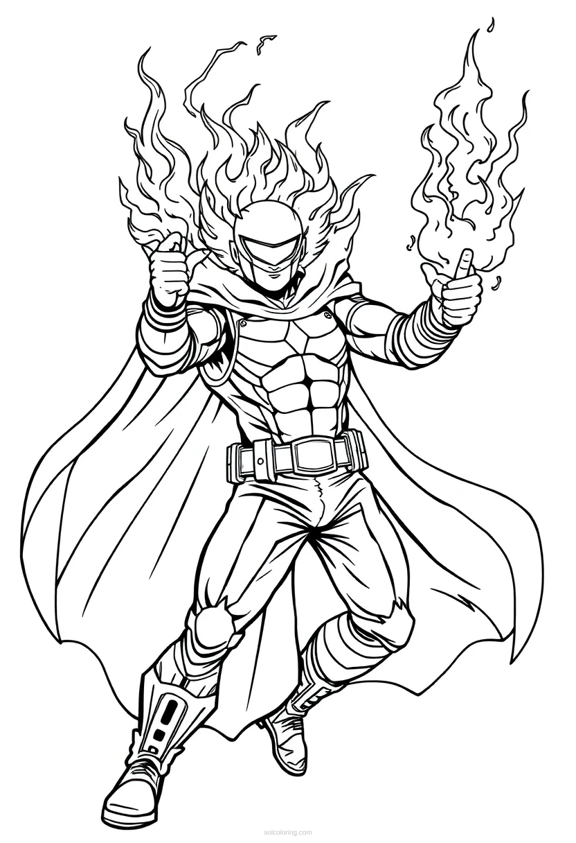 Fire-Powered Hero coloring page for kids