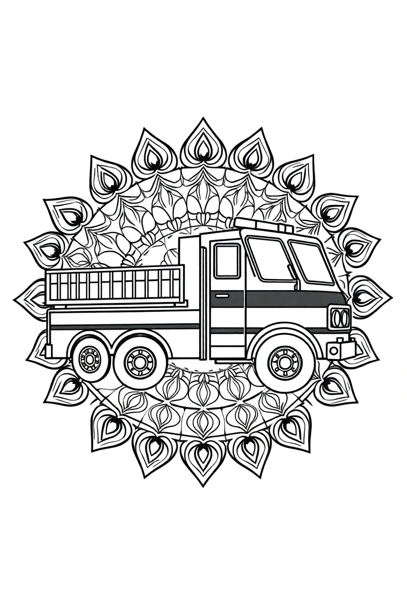Fire Truck coloring page, free printable