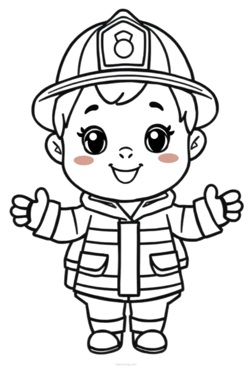 Firefighter coloring page for kids