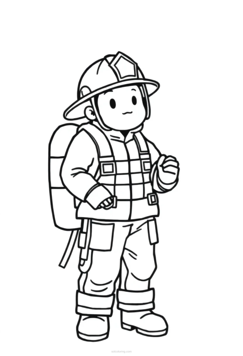 Firefighter coloring page for kids