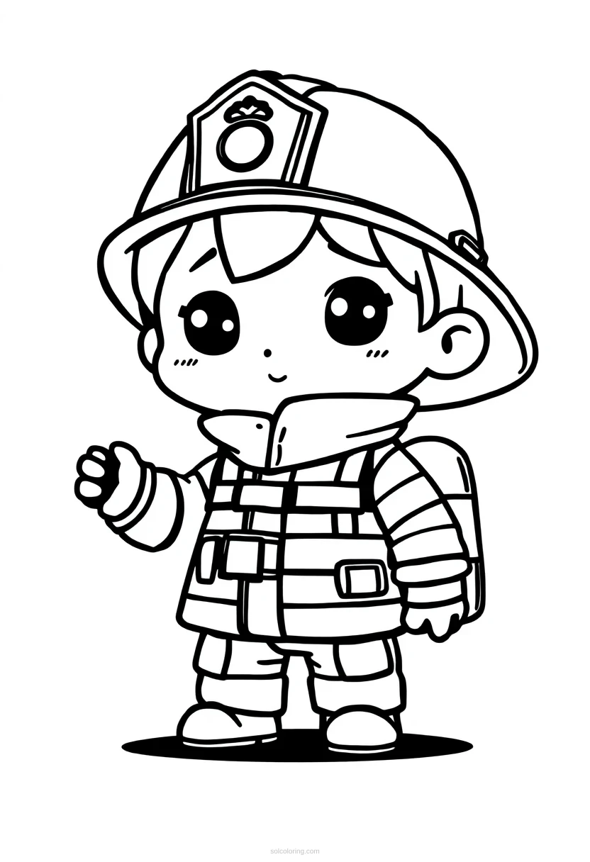 Firefighter coloring page for kids