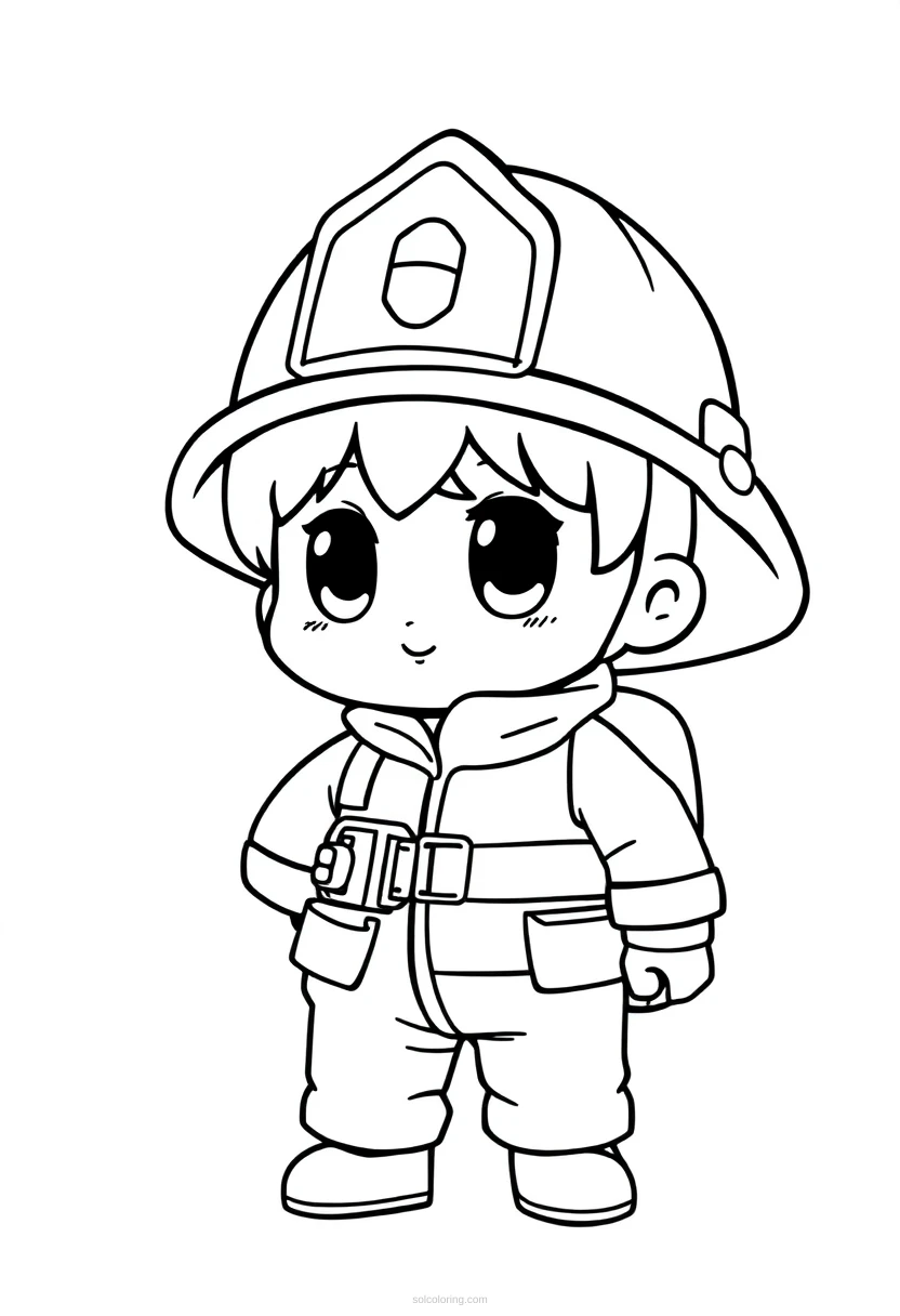 Firefighter coloring page for kids