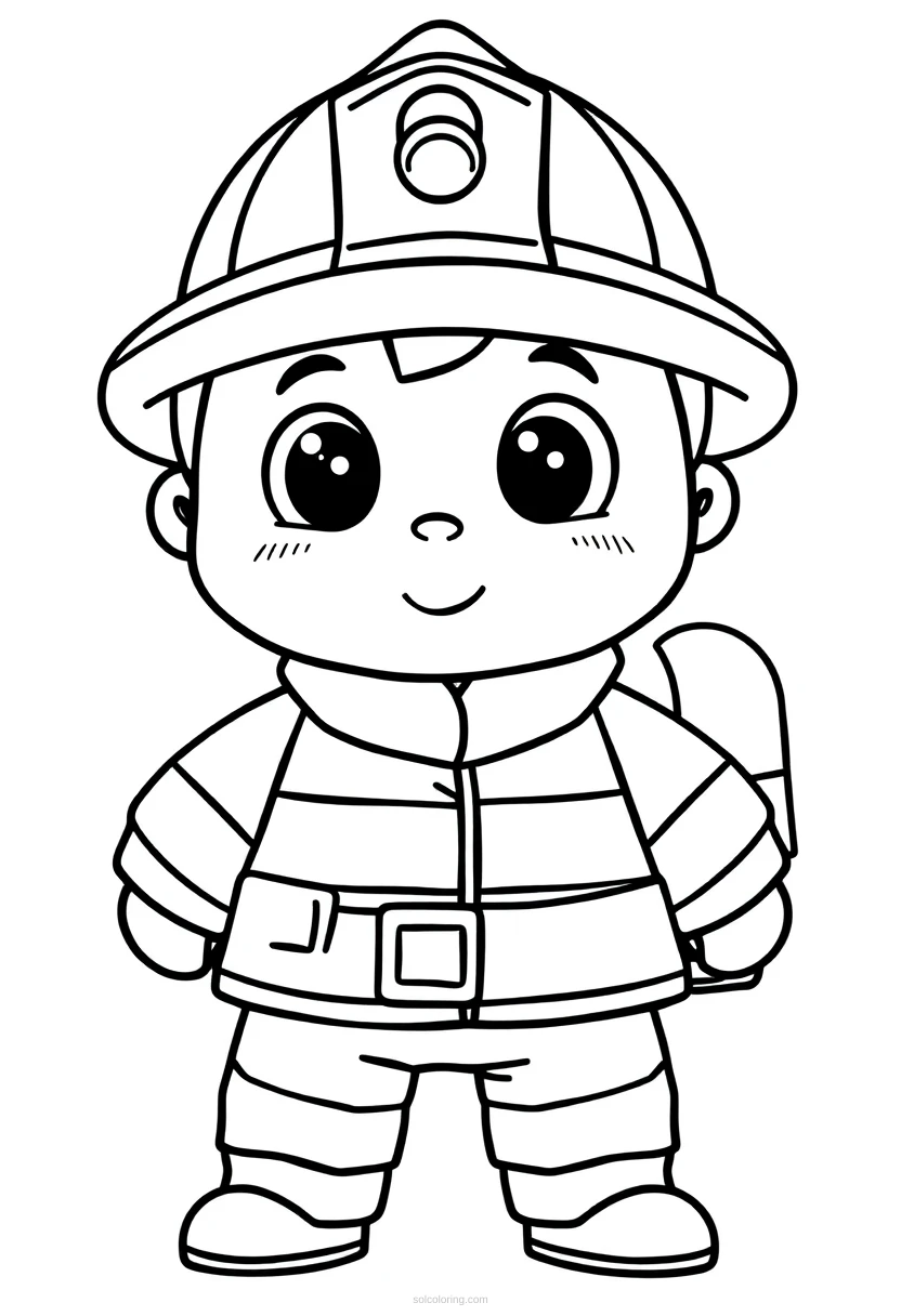 Firefighter coloring page for kids