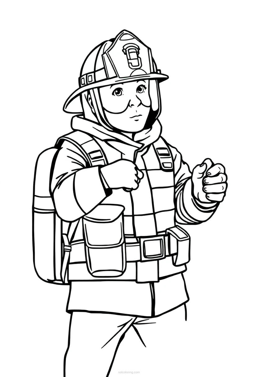 Firefighter coloring page for kids