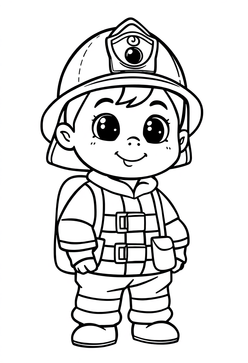 Firefighter coloring page, free printable