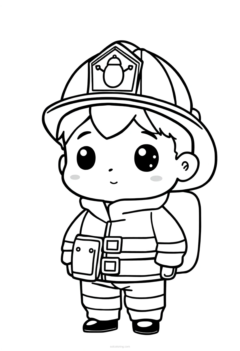 Firefighter coloring page for kids