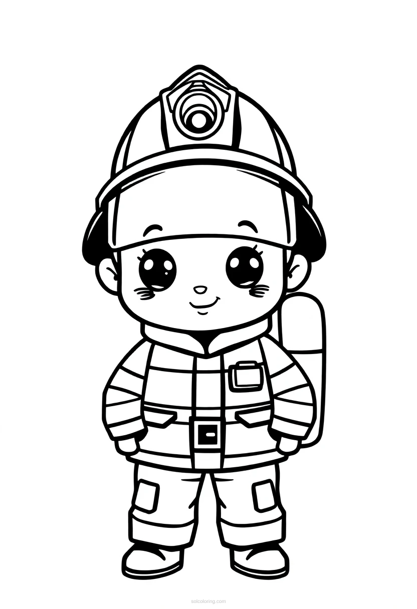 Firefighter coloring page for kids