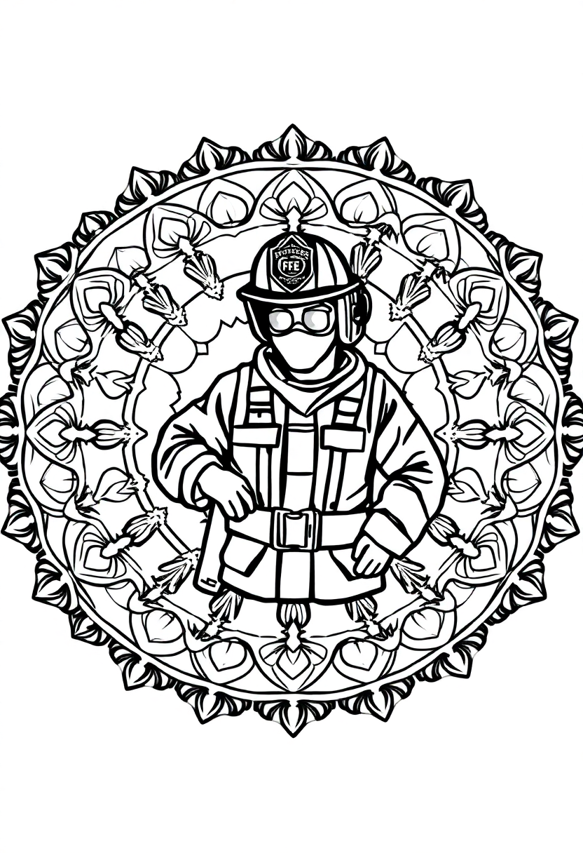 Firefighter coloring page, free printable